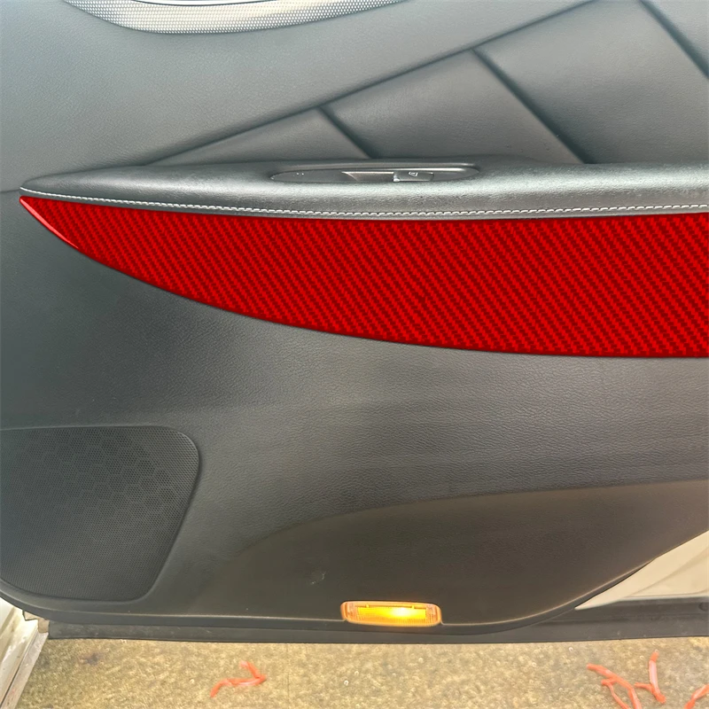 Real Soft Carbon Fiber For Infiniti Q50 2014-2020 Car Accessories Rear Door Decorative Modified Interior Trim Cover Sticker