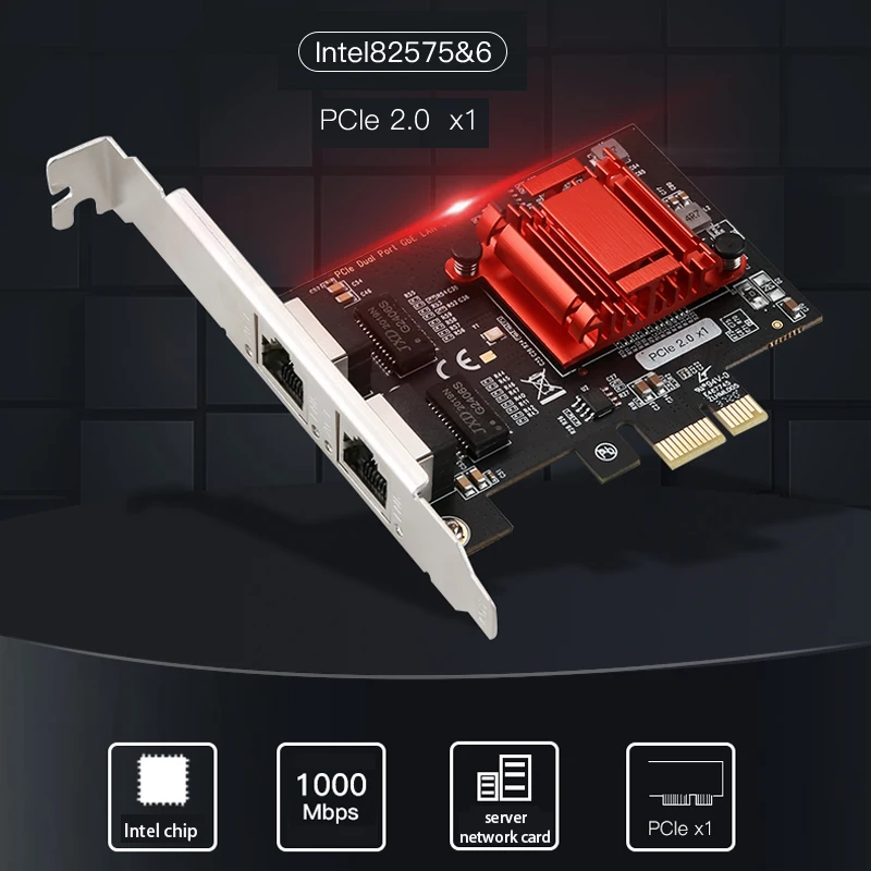 بطاقة شبكة جيجابت بي سي آي-إي ، محول الشبكة المحلية لألعاب سطح المكتب ، شبكة إيثرنت سريعة التكيف ، 10 100 1000 ميجابت في الثانية ، RJ-45
