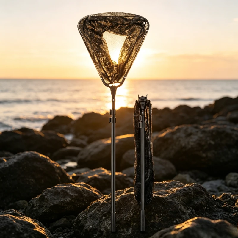 Aluminum Telescopic Fishing Landing Net Quick Dry High Strength Mesh Foldable Heavy Load Portable for River Bank Anglers 뜰채