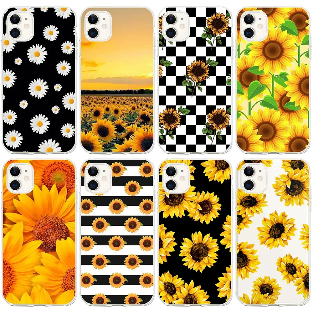 Suitable for iPhone 15 Cross border Sunflower Small Daisy Phone Case Apple XS/XR Small Fragmented Flower Phone Case