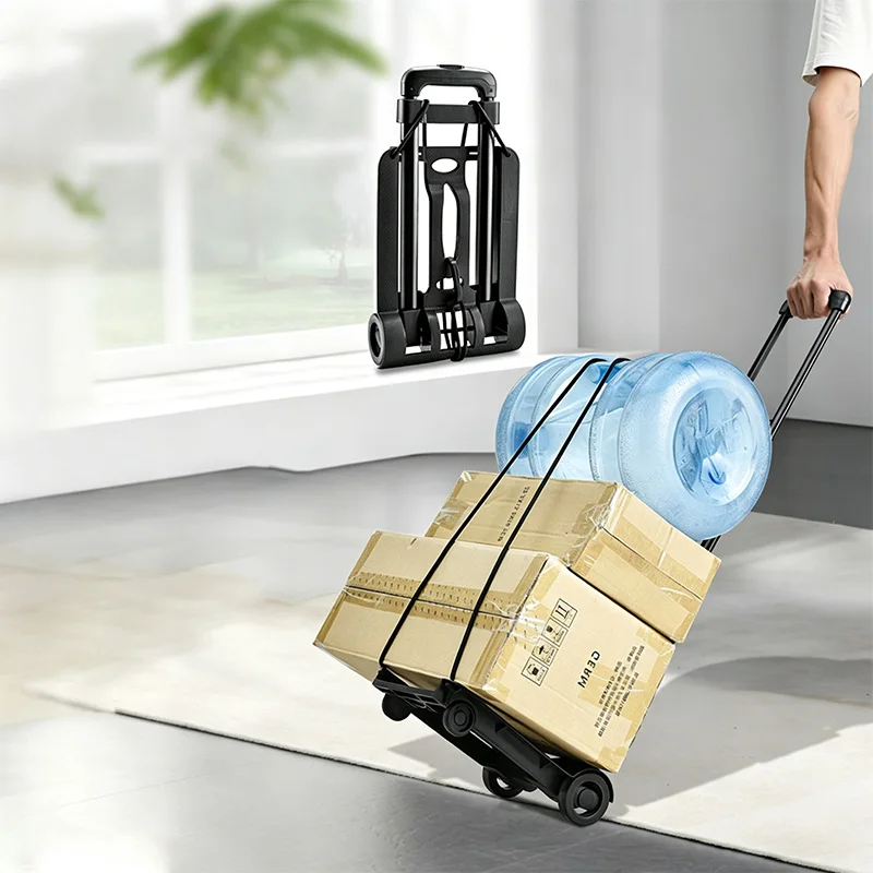 Lightweight Hand Pulled Cart Folding Shopping Cart Trolley Luggage Trailer Portable Household Grocery Cart Outdoor Small Cart