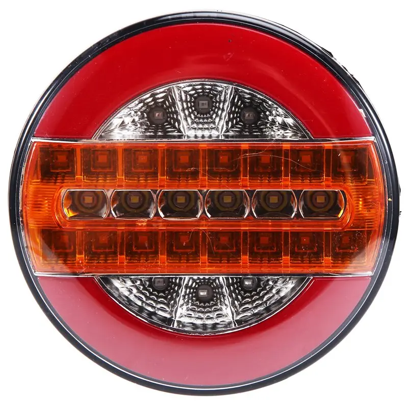 

LED Trailer Dynamic Tail Light 4 Inch 24V Truck Brake Light Round Water Hamburger For Cars Boats Buses Caravans