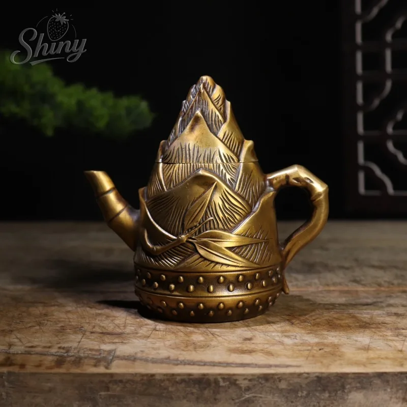 

Antique Bronze Collectibles: Brass Bamboo Shoot Teapot Ornament