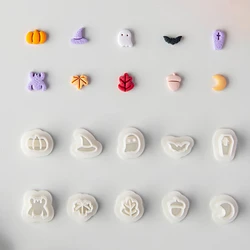 10pcs/set Mini Cartoon Halloween Style Polymer Clay Cutters Mold Ghost Spider Soft Pottery Clay Earring Jewelry Cutting Die