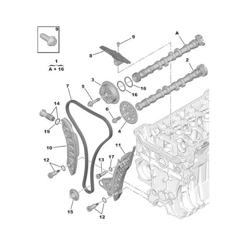 9816058680 081830 081831 9822827180   0829G3 Oryginalny nowy zestaw naprawczy łańcucha rozrządu do Peugeot 3008 508 RCZ Citroen C4L DS5