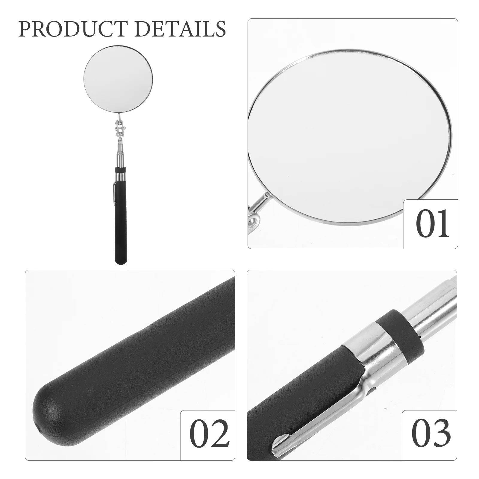 

Telescoping Mechanic Mirror 85mm Circular Black H Telescoping Mirror Extendable for Car Bottom Inner Wall Vehicle