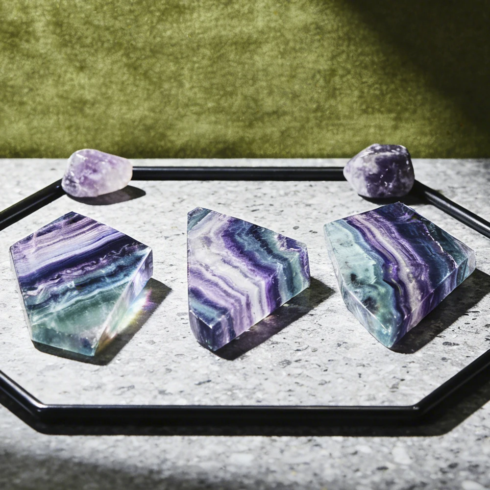 Natural Rainbow Fluorite Slice Multi-Colored Crystal Mineral Specimen Reiki Healing Stone Home Decoration Spiritual Gifts