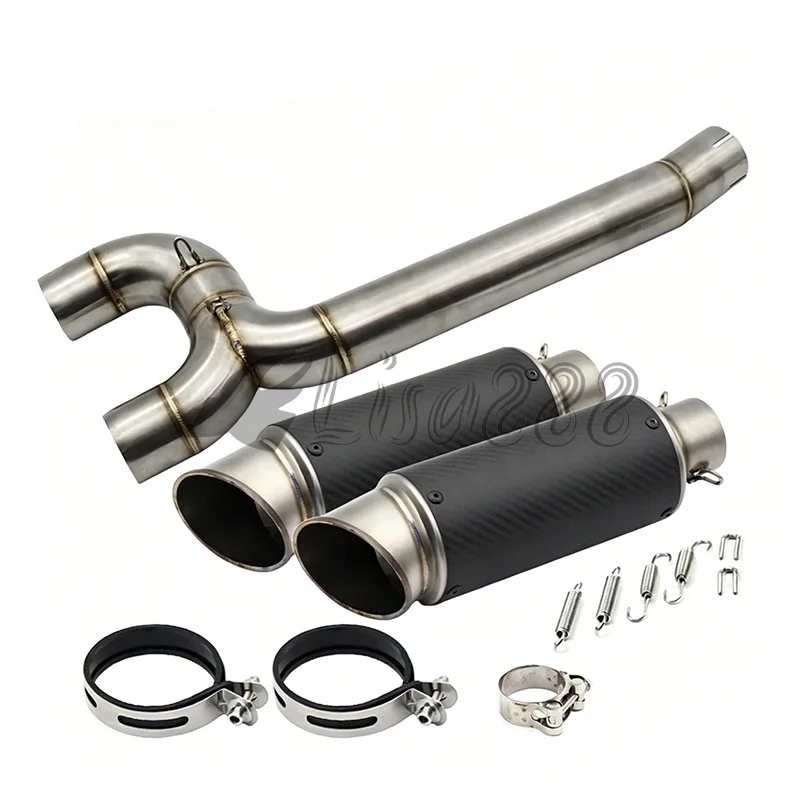 Laser/Sticker Motorcycle Full System Middle Pipe Link Tube 2PCS Exhaust Muffler Motorcycle Accessories For Yamaha FZ6 FZ6N FZ6S view 4