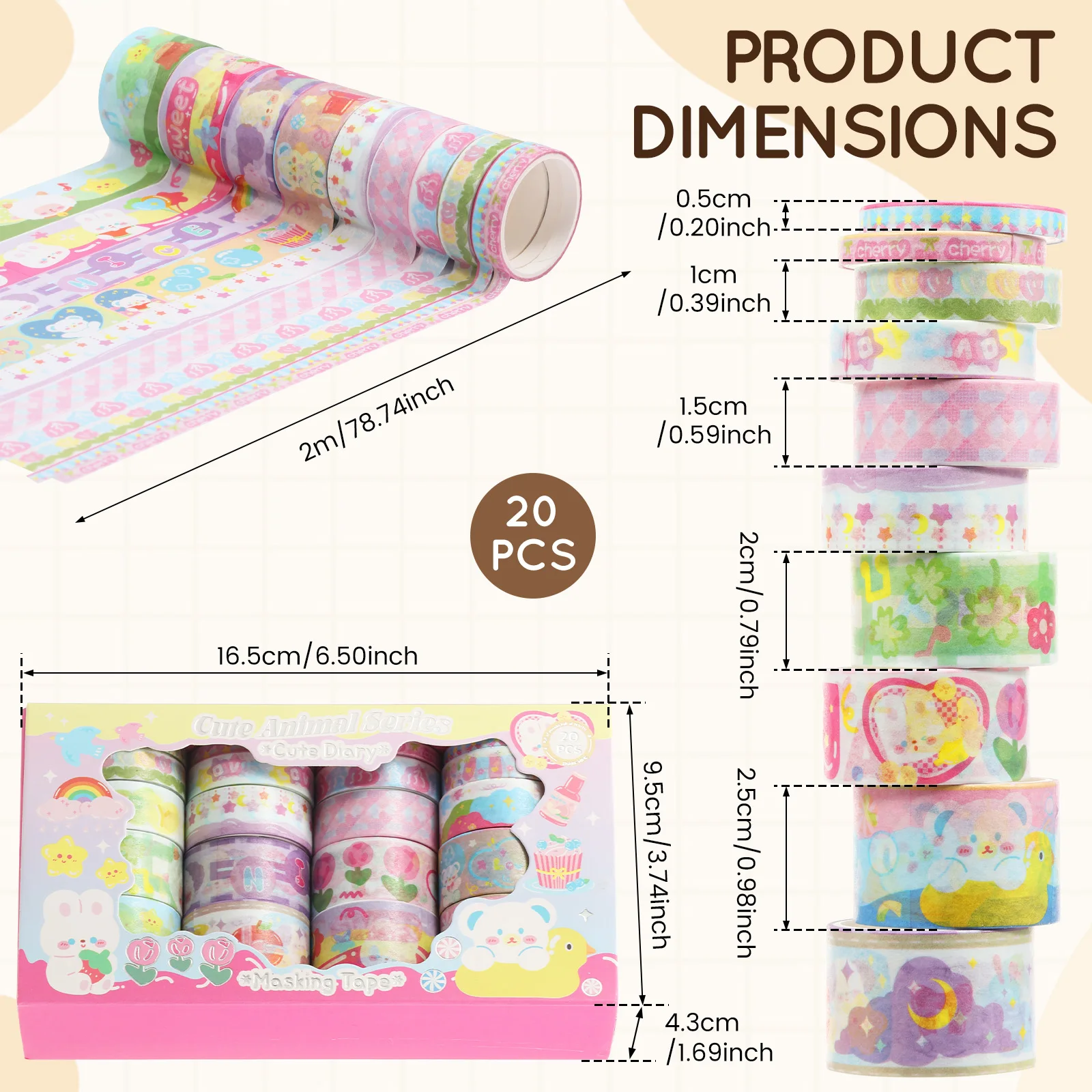 Washi Tape Set Scrapbook Adhesive Tape Scrapbook Tape Washi Tape Stickers Border Stripes Basic Journal Decor Student Supply