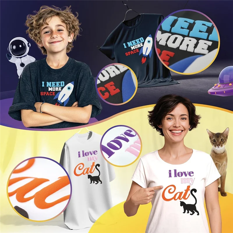 ABNO-12Pcs فقاعة الفينيل نقل الحرارة 3D فقاعة HTV للقمصان، سهلة القطع والأعشاب