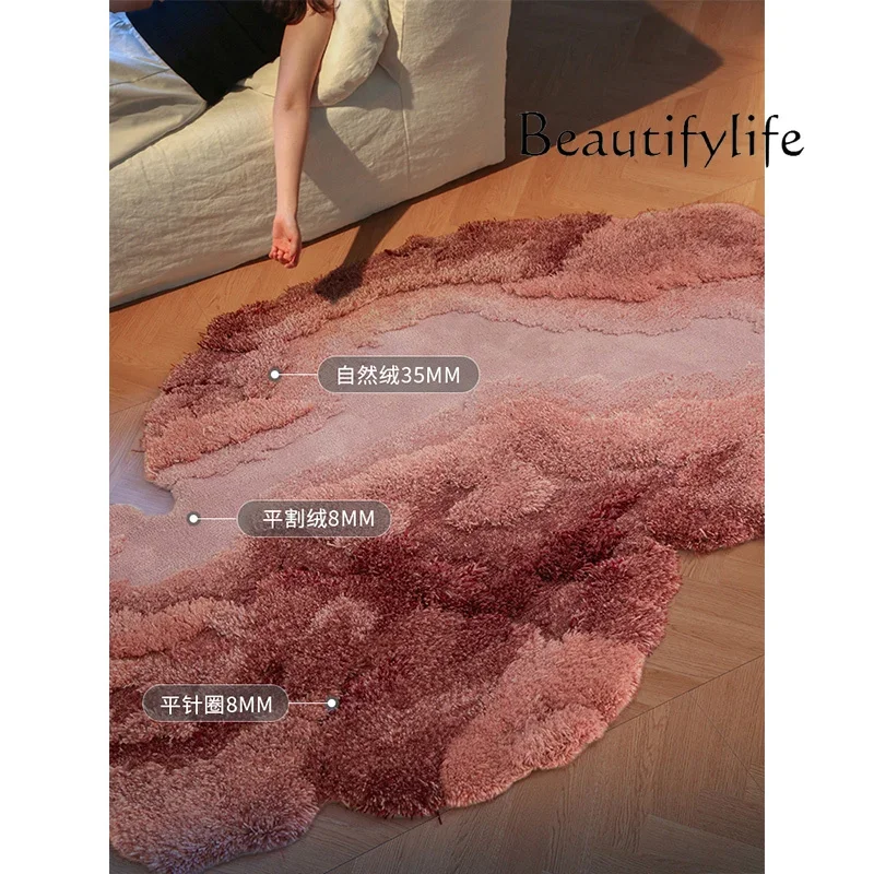JJ Handmade, Pink Beauty, Fiber Art Three-dimensional Suede Bedroom Living Room Water Red Villa Carpet