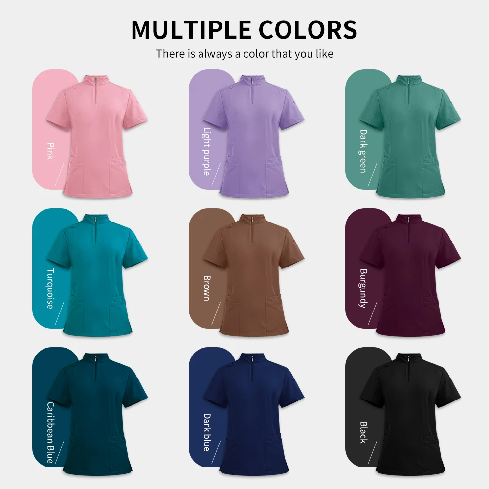 Uniformes médicaux, ensemble de frappes d'infirmière pour femmes, haut à manches courtes, pantalon droit, vêtements de travail pour médecin d'hôpital, uniforme de travail pour chirurgie dentaire orale