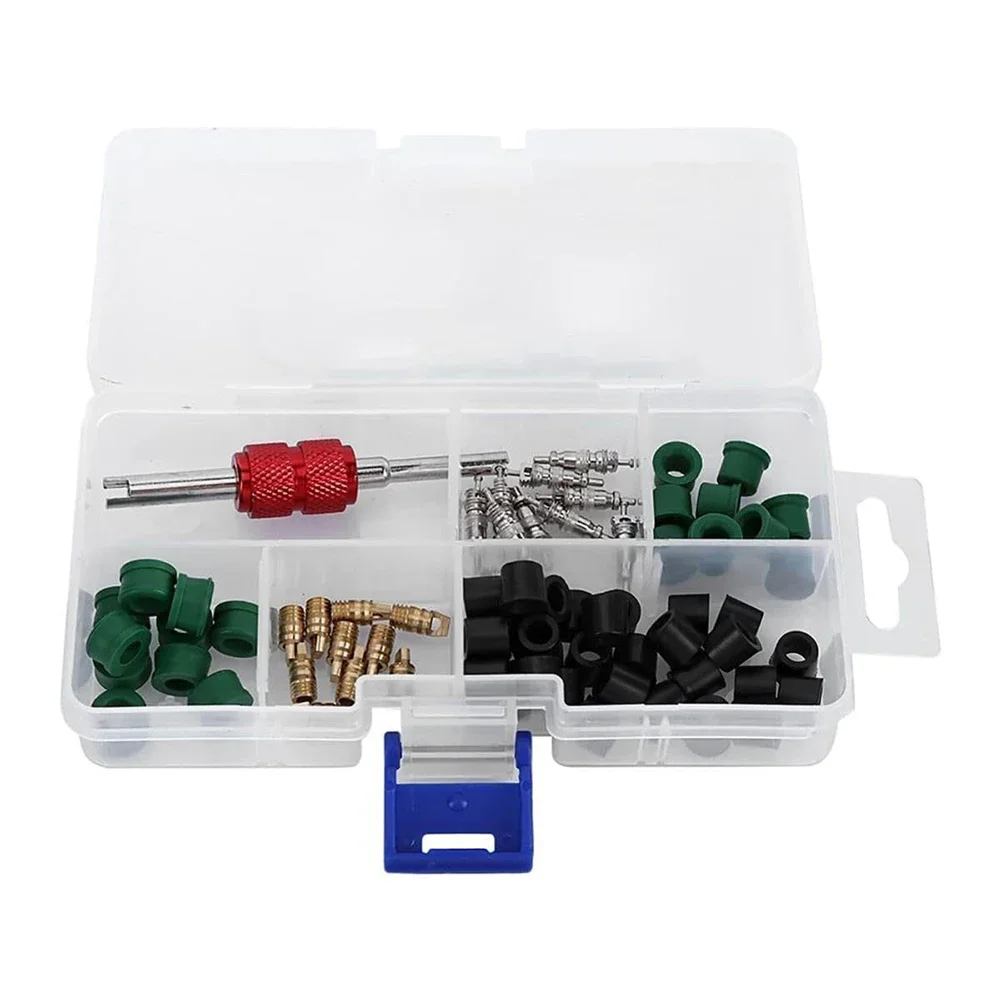 71Pcs Air Condition Repair A Hvac Hose Gasket Kit Repair Tool 10pcs Valve Cores Hvac Hose Gasket Kit Electrical Equipment