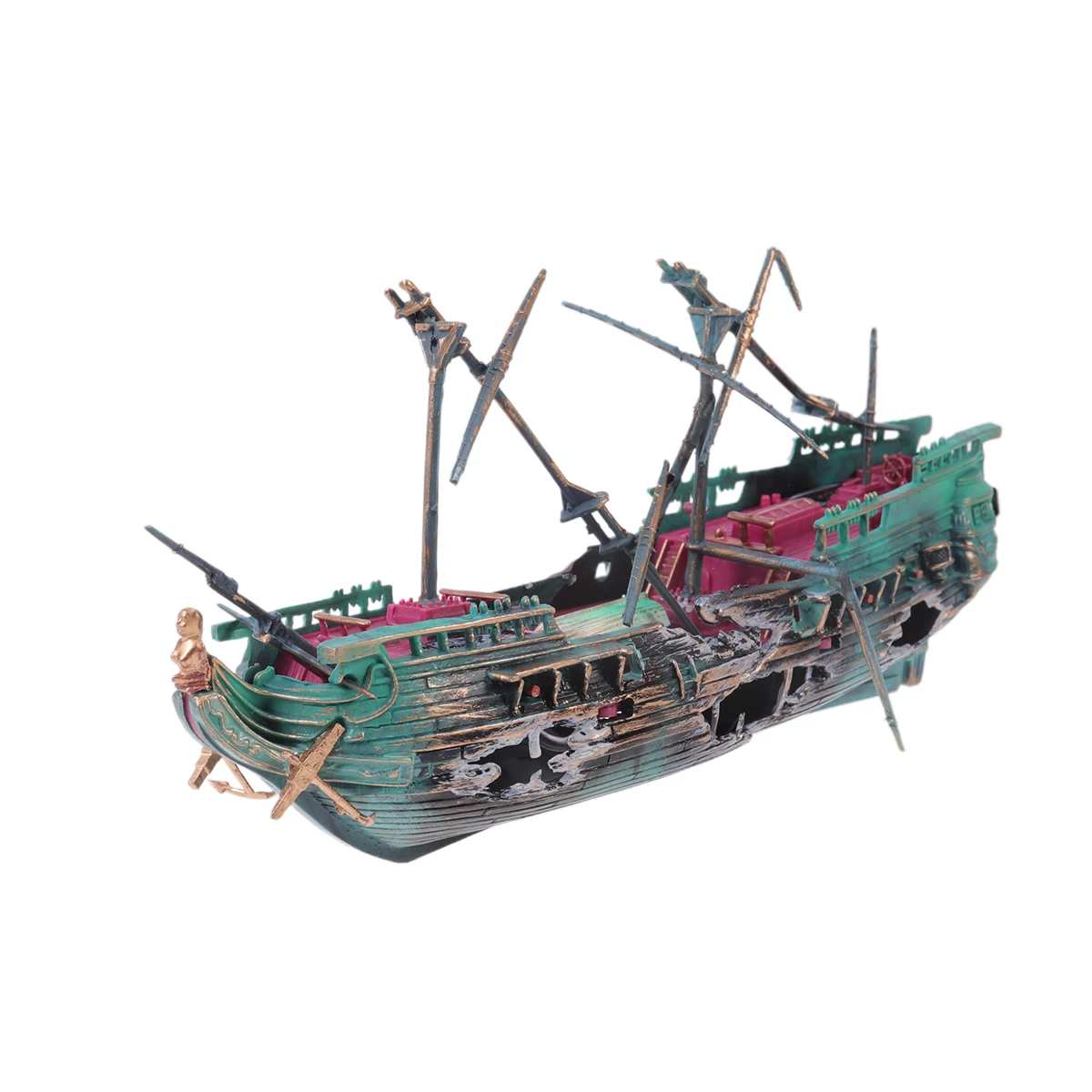 

Sink Boat Ornament Creative Broken Boat Decoration Cyan Easy Clean Long-Lasting Elegant Aquarium Tank Decorations Aquarium