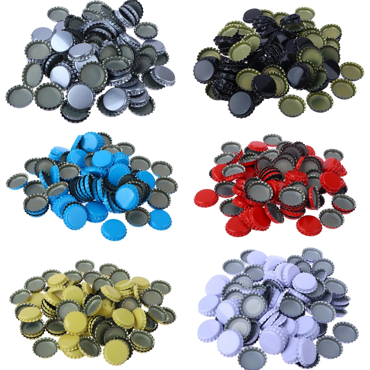 100Pcs Beer Bottle Cap Crown Lids For DIY Homebrew Bar Tools Craft Capping Bottling Caps Yellow White Black Red Blue Silver