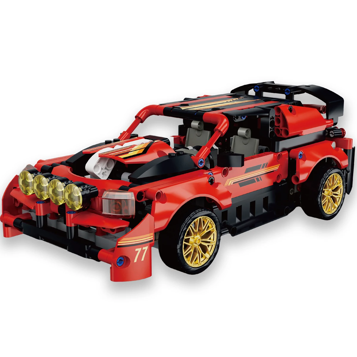 Red racing building block assembly toys, racing models, desktop decorative items, vehicle collections, gifts for boys