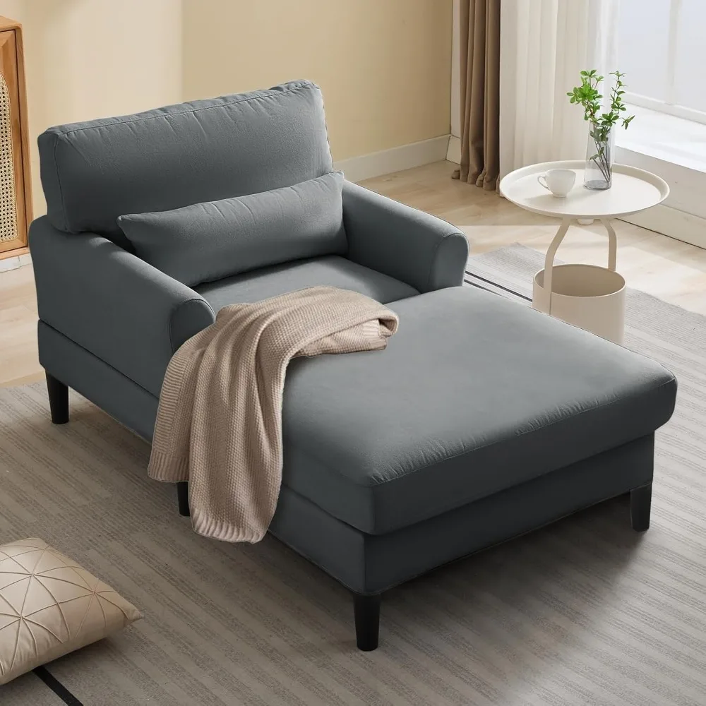 

61 Chaise Lounge Sofa Couch Indoor, Modern Velvet Chaise Sofa Bed Bench with Cushion, Comfy Sleeper Chair, Stylish Uphols