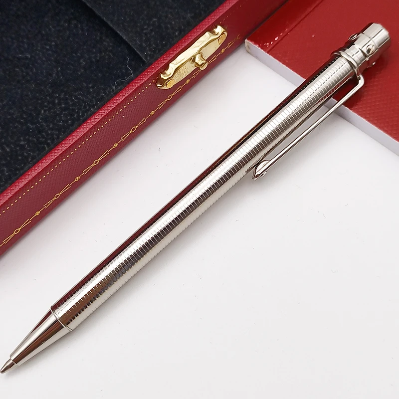 CT Ballpoint Pen Luxury All Metal  Pattern Barrel Thin Style Santos Golden / Silver Trim Writing Smooth