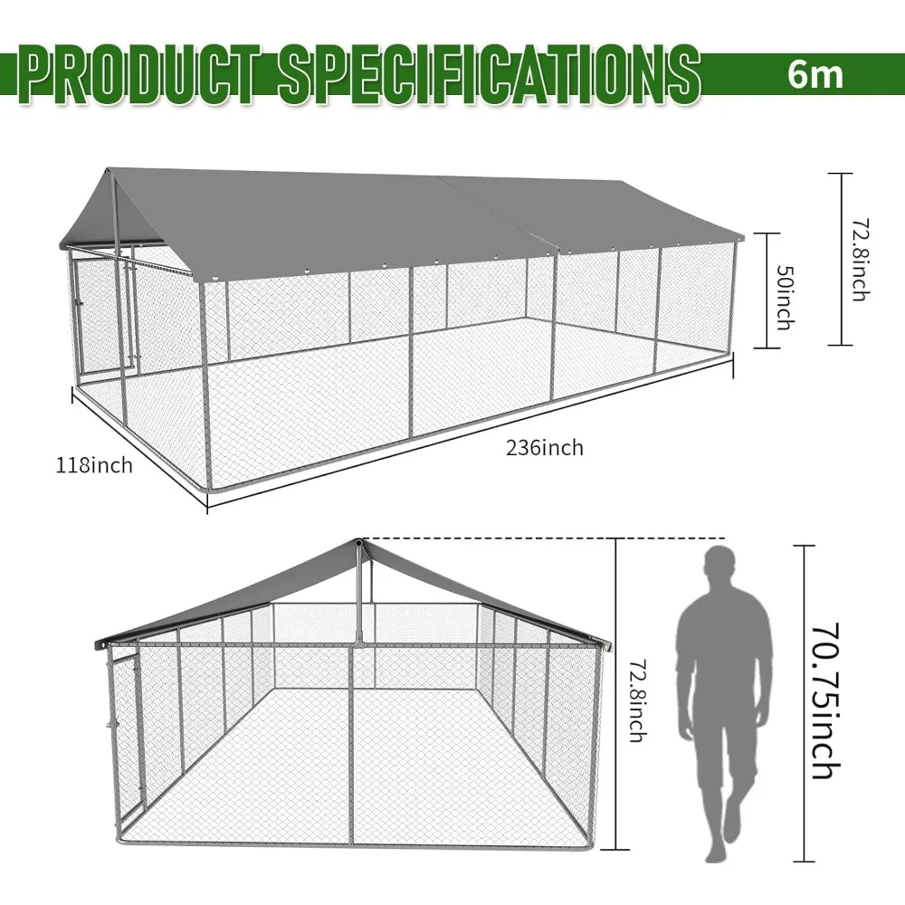 Outdoor Dog Enclosure Heavy Duty Dog Kennel House Mesh Dog Big Cage Pet Kennel Steel Fence with Secure Lock