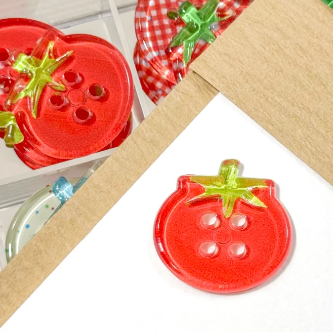 Dopamine Style Jell-O Tomato Button Mixed Set for Scrapbooking DIY Baby Clothes Accessories Beading Instagram Aesthetic