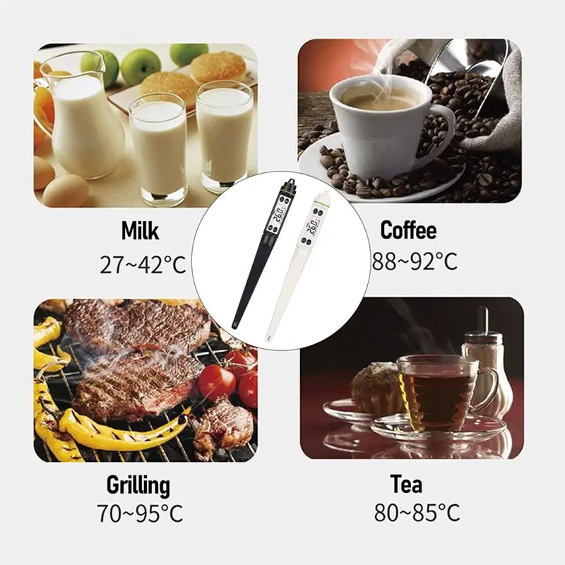 ABJN-For Kitchen Cooking Baking Digital Food Thermometer Electronic Pocket Thermometer High Accuracy Long Probe Milk Coffee B