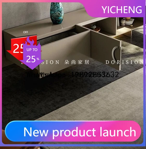 

Минималистичный телевизионный шкаф в стиле постмодерн, напольный шкаф для гостиной виллы, роскошный акриловый высокий телевизионный шкаф.