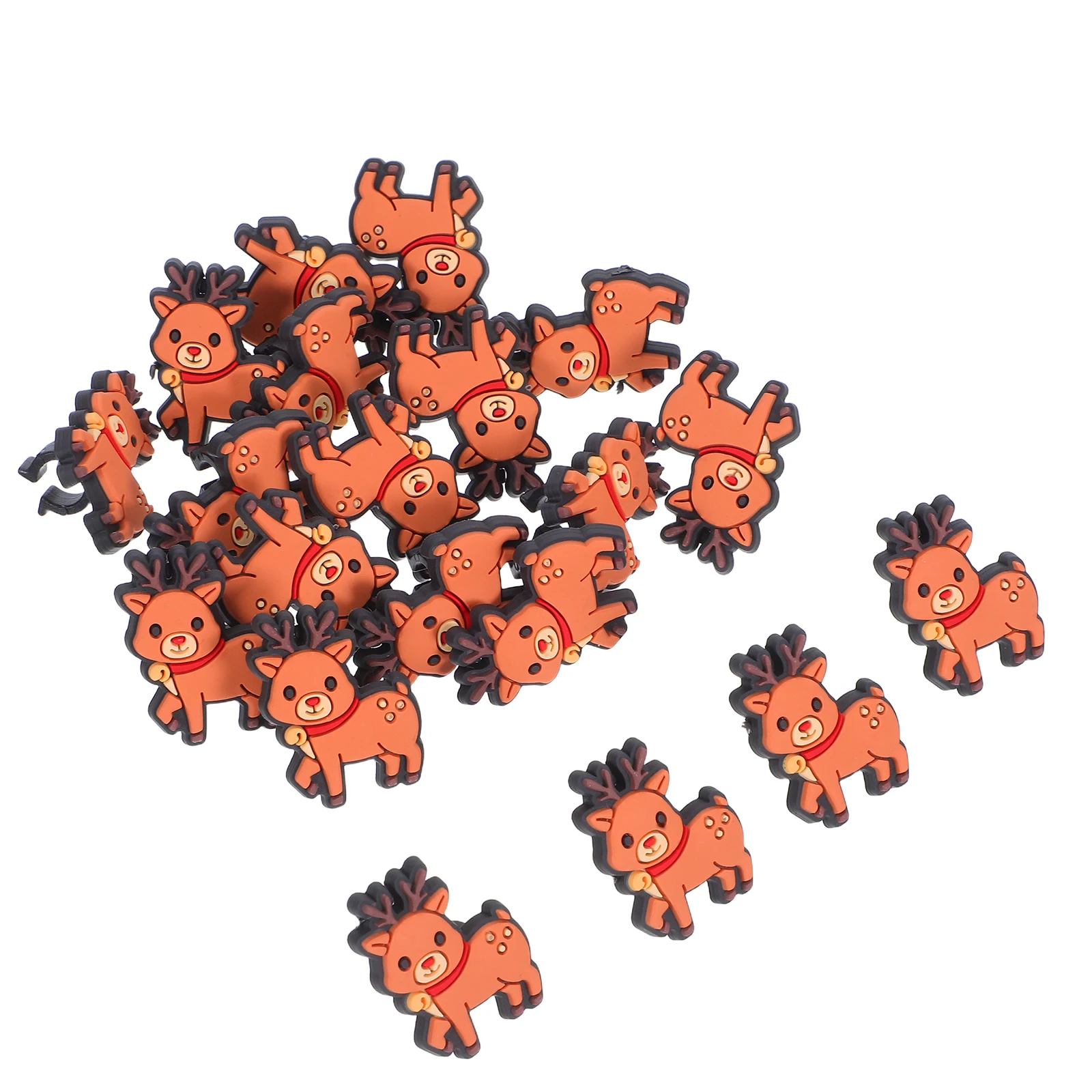 

20 PCS Cartoon Elk Pen Clamp Christmas Prizes Present Cap Pencil Clips Supplies Pvc Soft Glue Decorative Toppers Student