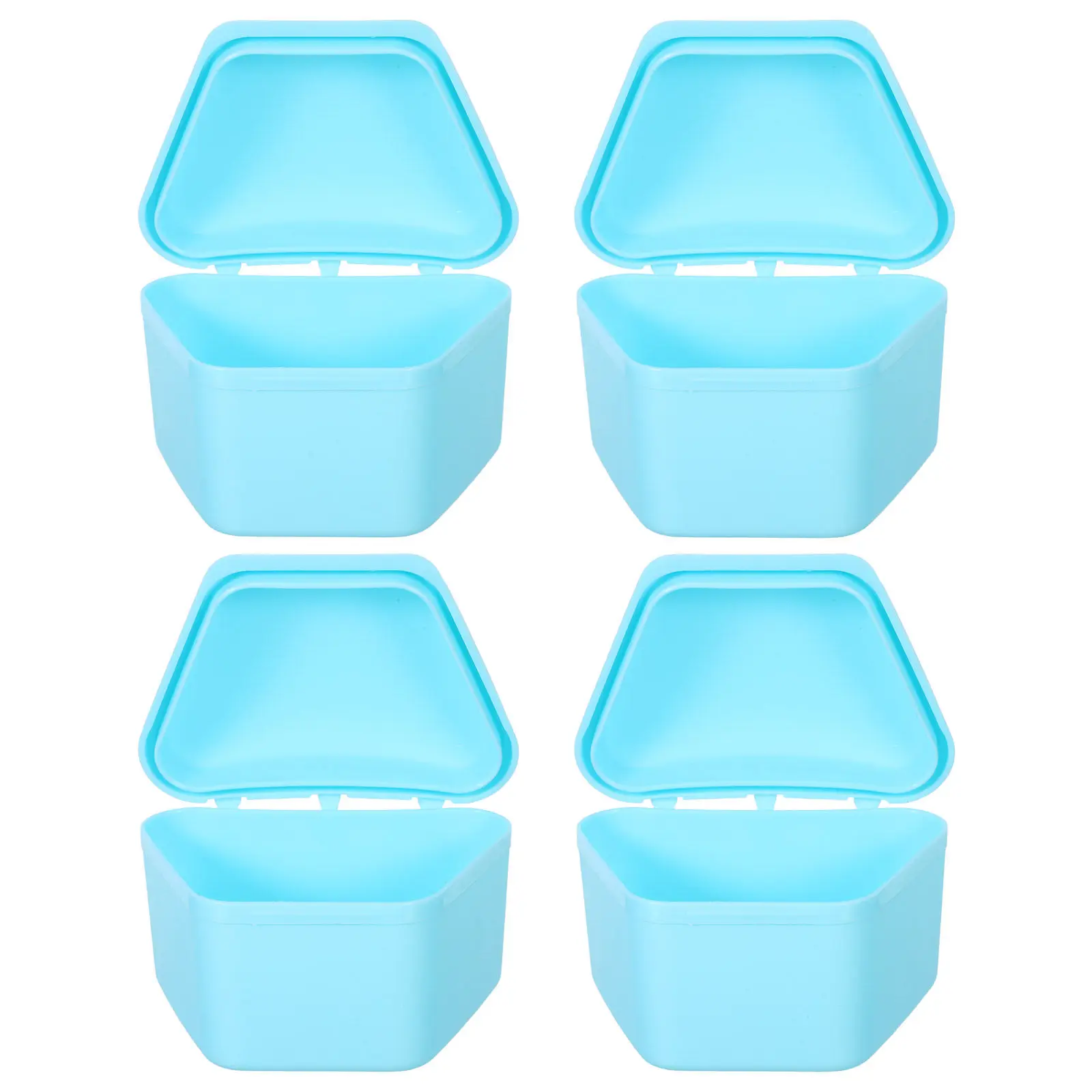 

4Pcs Oral Retainer Box Compact Elegant Blue Denture Container Seal for on-The-Go Braces and Retainer Protection