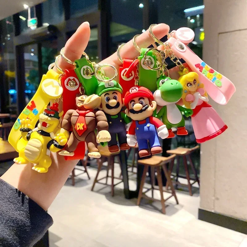 Super Mario Bros Figure porte-clés mignon dessin animé pendentif jeu Anime poupée porte-clés à breloques ornements nouveaux accessoires clés cadeau d'anniversaire