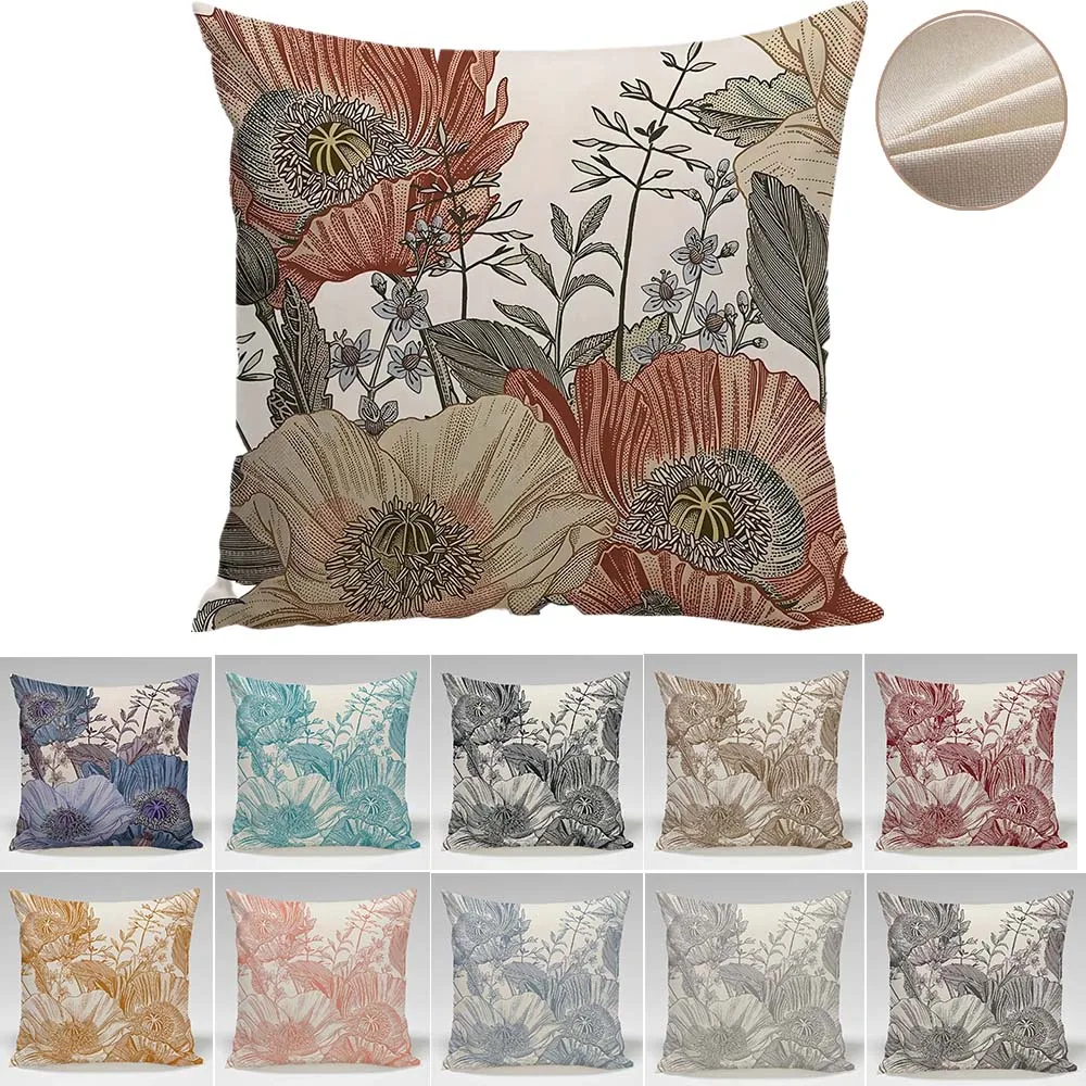 

Graceful Vintage Flowers Print Art Cushions Case Soft Thick Plush Floral Pillow Case Livingroom Sofa Couch Chair Throw Pillows