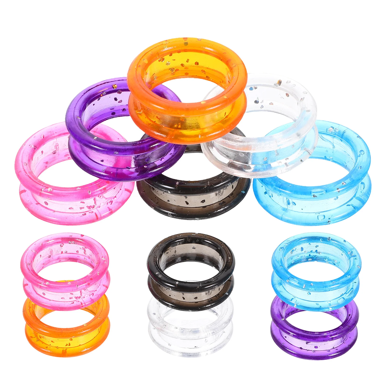 

12pcs Silicone Finger Rings Hairdressing Scissors Protective Covers Beauty Pet Grooming Tools Black White Gold Purple