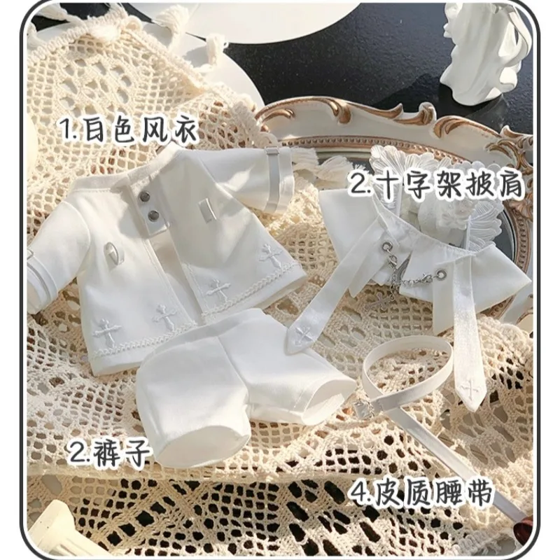 Original Handsome Boy Dolls Clothes Outfit Cloak Coat Short Belt For 20cm Doll Body Clothing No Attribute Costume White