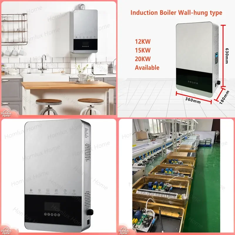20KW Wall Mounted Induction Boiler for Home Heating Water Heater High Efficiency Energy Saving Smart Temperature