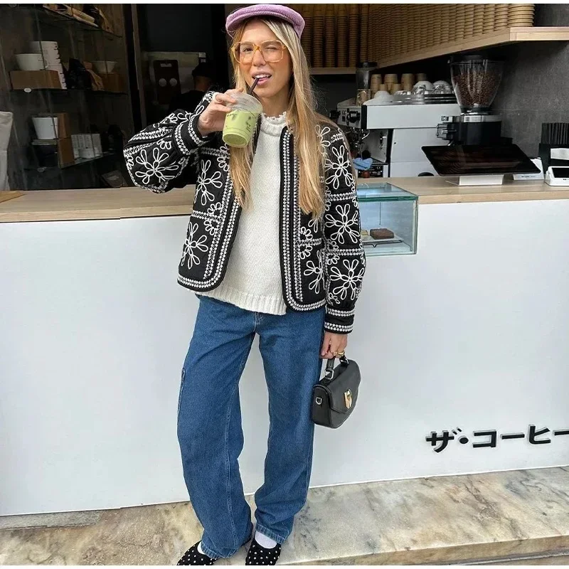 Autumn Vintage Floral Print Jacket and Pants Set O Neck Thin Jacket Coat Chic Office Lady Outwear