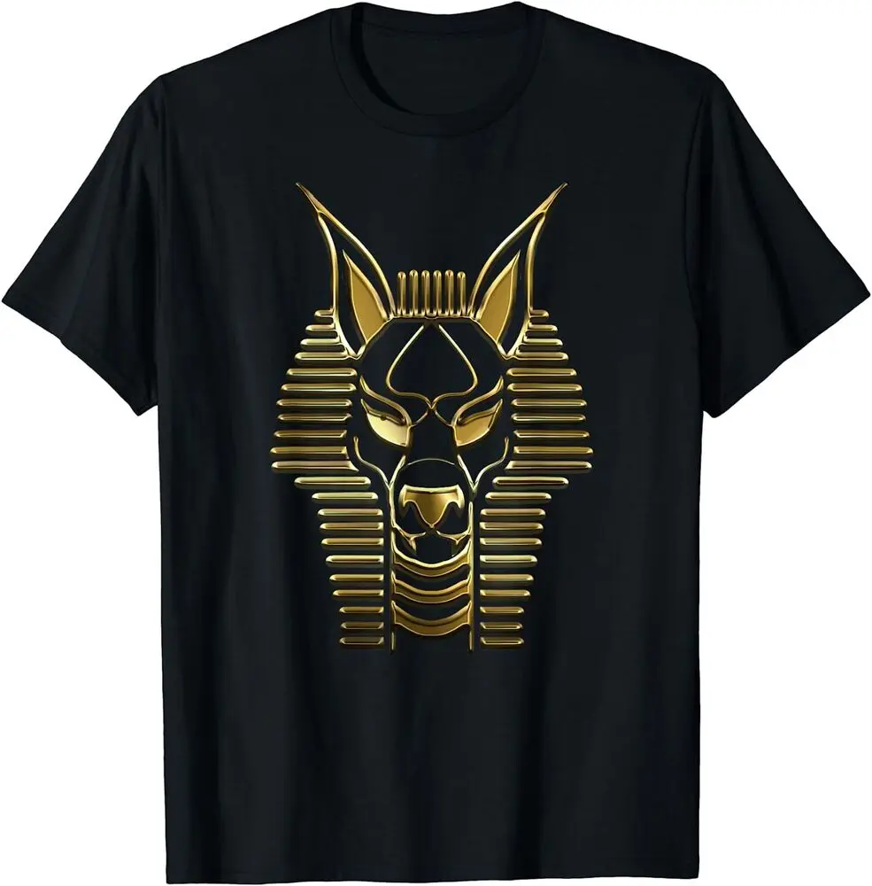 Anubis ancient Egyptian god of the afterlife black and gold T-Shirt Fun Printed Clothing Y2K Summer