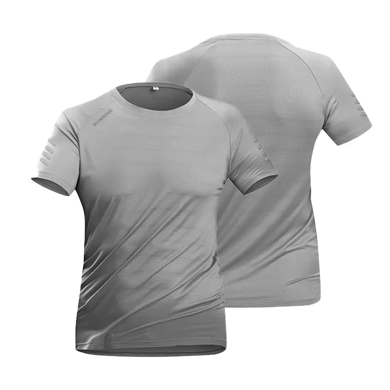 Men's Mesh Ice Silk Short Sleeves Summer Running Retro Stretch Breathable Quick-Drying T-Shirt Men Moisture Wicking Sports Shirt