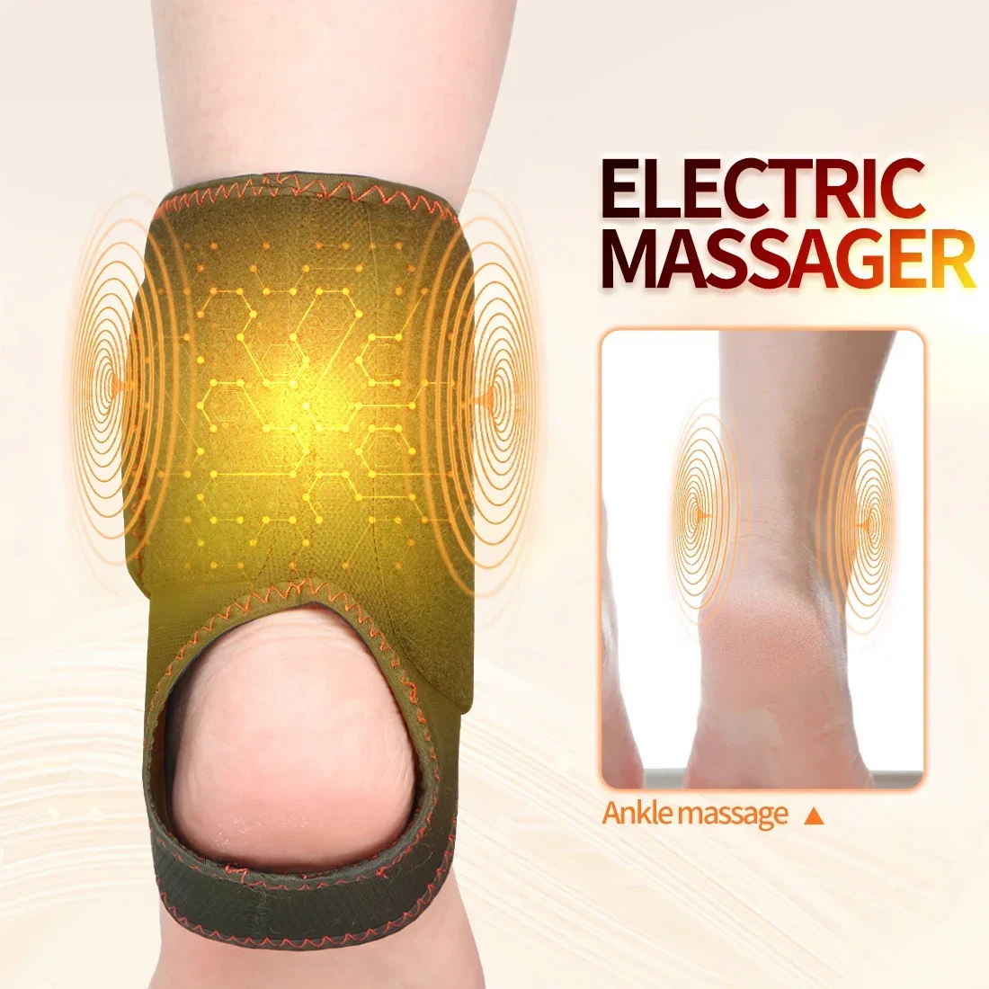Electric Heating Vibration Ankle Massager Support Brace Muscle Relaxation Relief Pain Sports Recovery Relieve Stress Foot Care