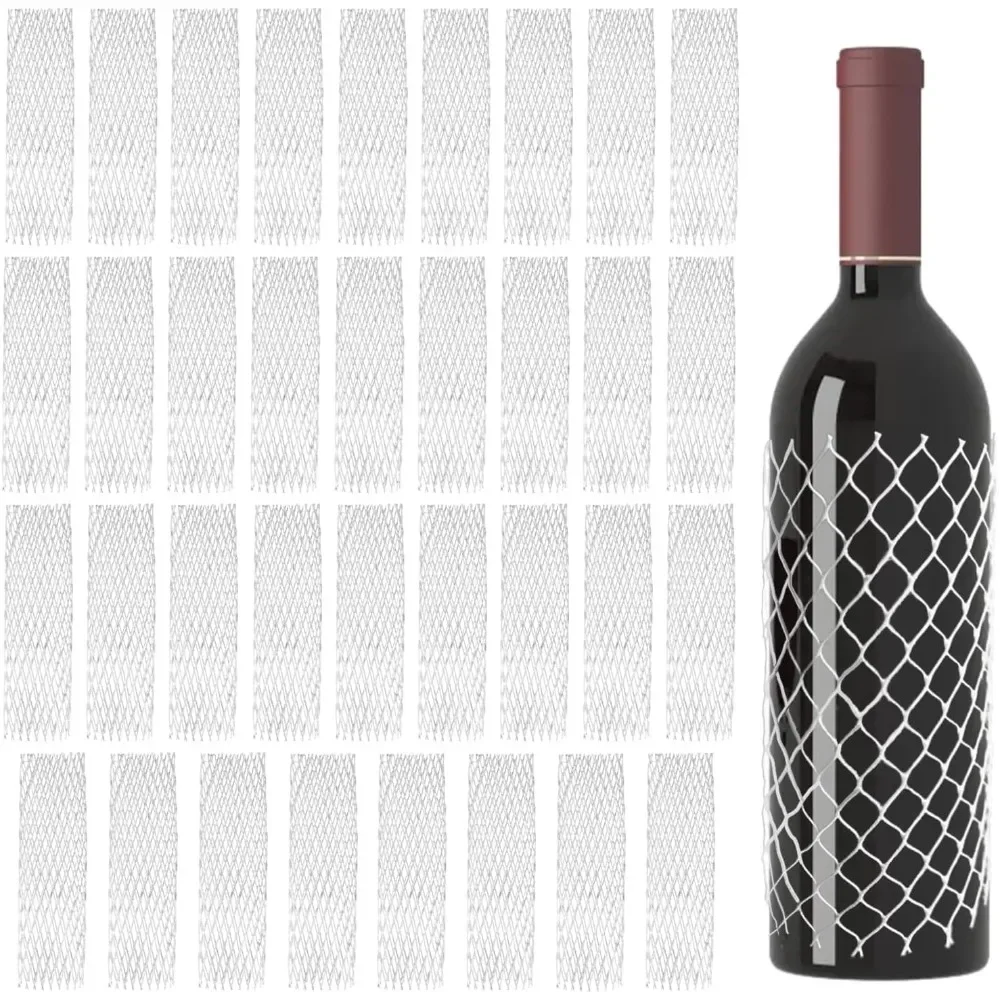 For 35 pcs Wine bottle elastic protection net, anti-dent scratch grille, transport wine bottle shockproof packaging net.