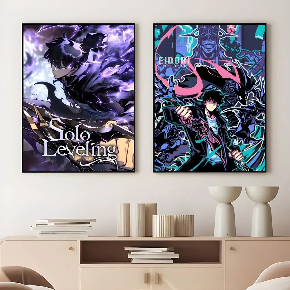 S-Solo L-Leveling Cool Cartoon Animation Poster Sticky Wall Art Printing Waterproof Home Living Bed Room Bar Aesthetic Decor