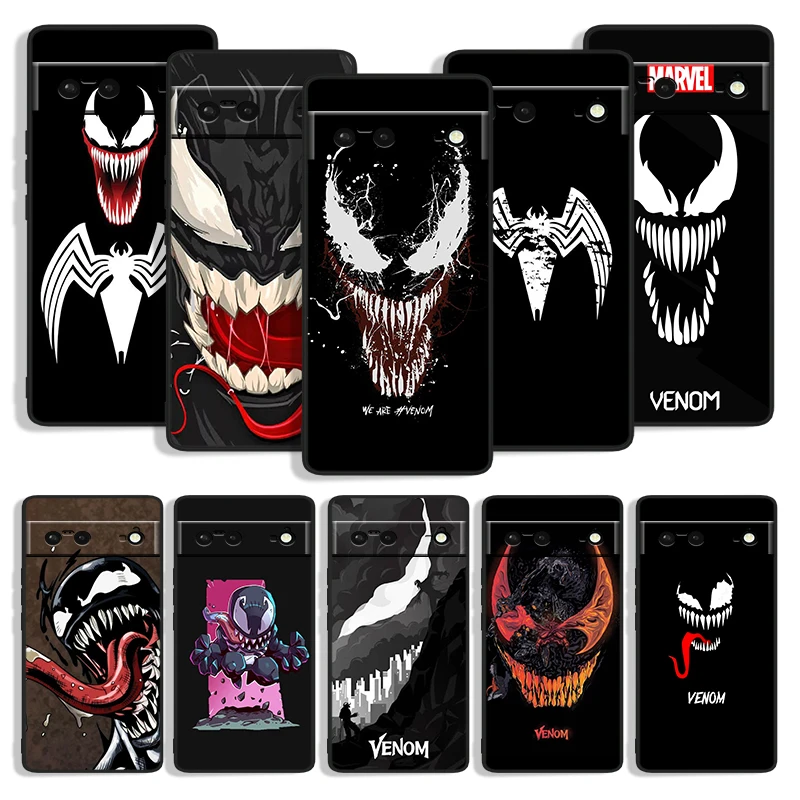 

Marvel Venom Shockproof Phone Cover for Google Pixel 7 6a 6 5a 5 4 4A XL 5G Black Case Soft Fundas Silicone Coque