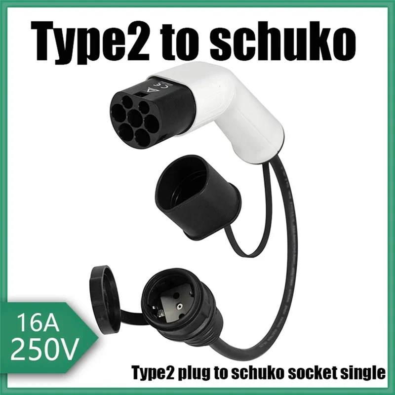 Type2 to Schuko 16A Electrical Car Type 2 Charging Side Plug to Schuko Socket EV Charging Adapter Car Charging