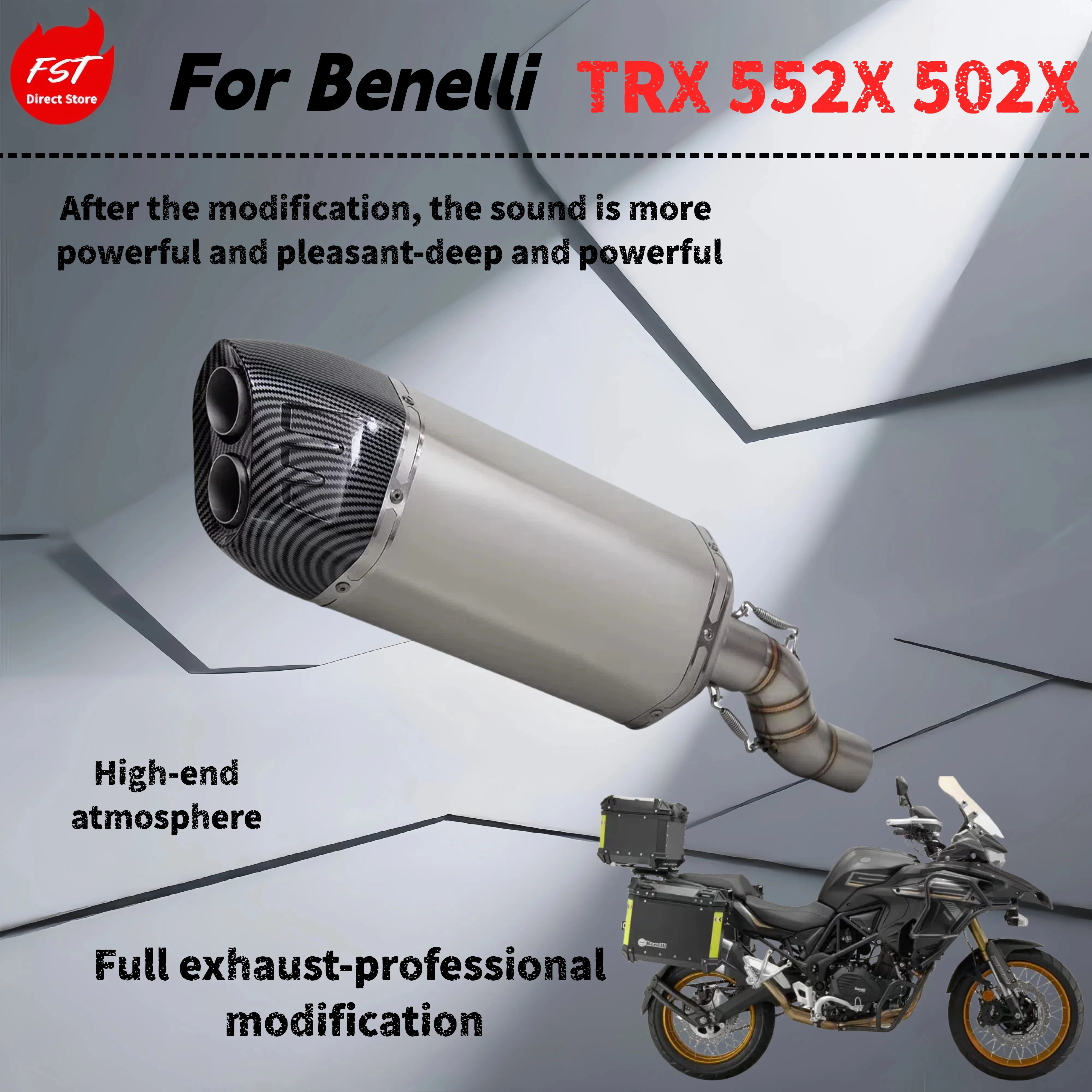 

For Benelli TRX 552X 502X - modified mid-tail exhaust pipe - deep, rich and powerful sound