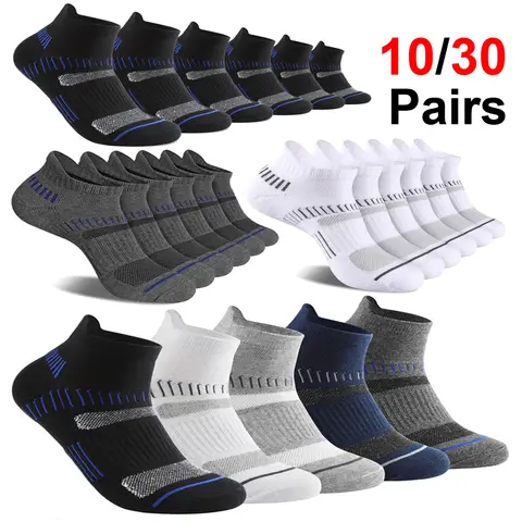 5/10 Pairs Thick Men's Running Socks Soft Comfortable Sweat-Absorbing Low-Top Boat Socks for Cycling Sports & Leisure Anti-Blist