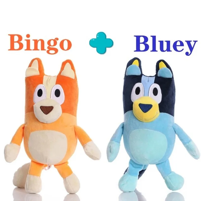 Peluche Chien Bleu Yeux Bleus Bingo Family 26 cm – Jouet en Peluche Doux pour Enfants, Cadeau d'Anniversaire ou de Noël, Figurine de Dessin Animé Blue-y B
