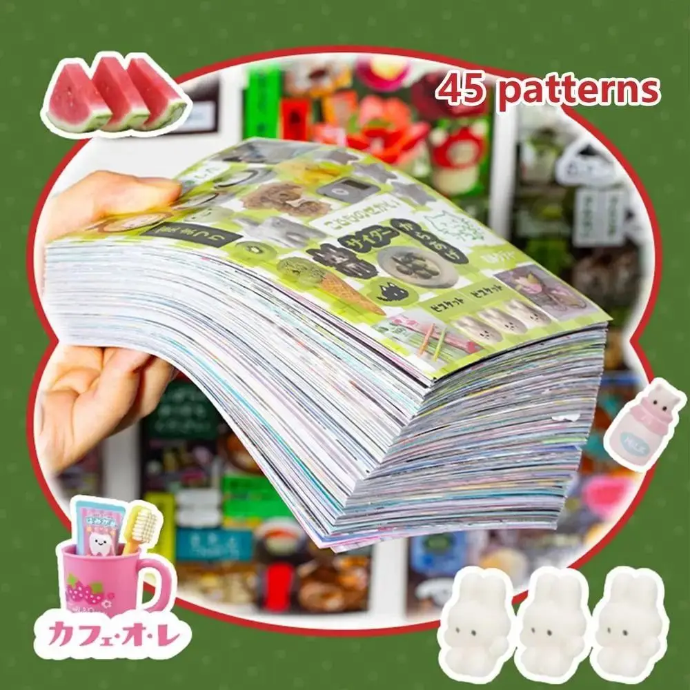 45Sheets Y2K Style Japanese Comic Stickers Coated Paper Unique Designs Retro Decorative Stickers Water-resistant Non-Repetitive