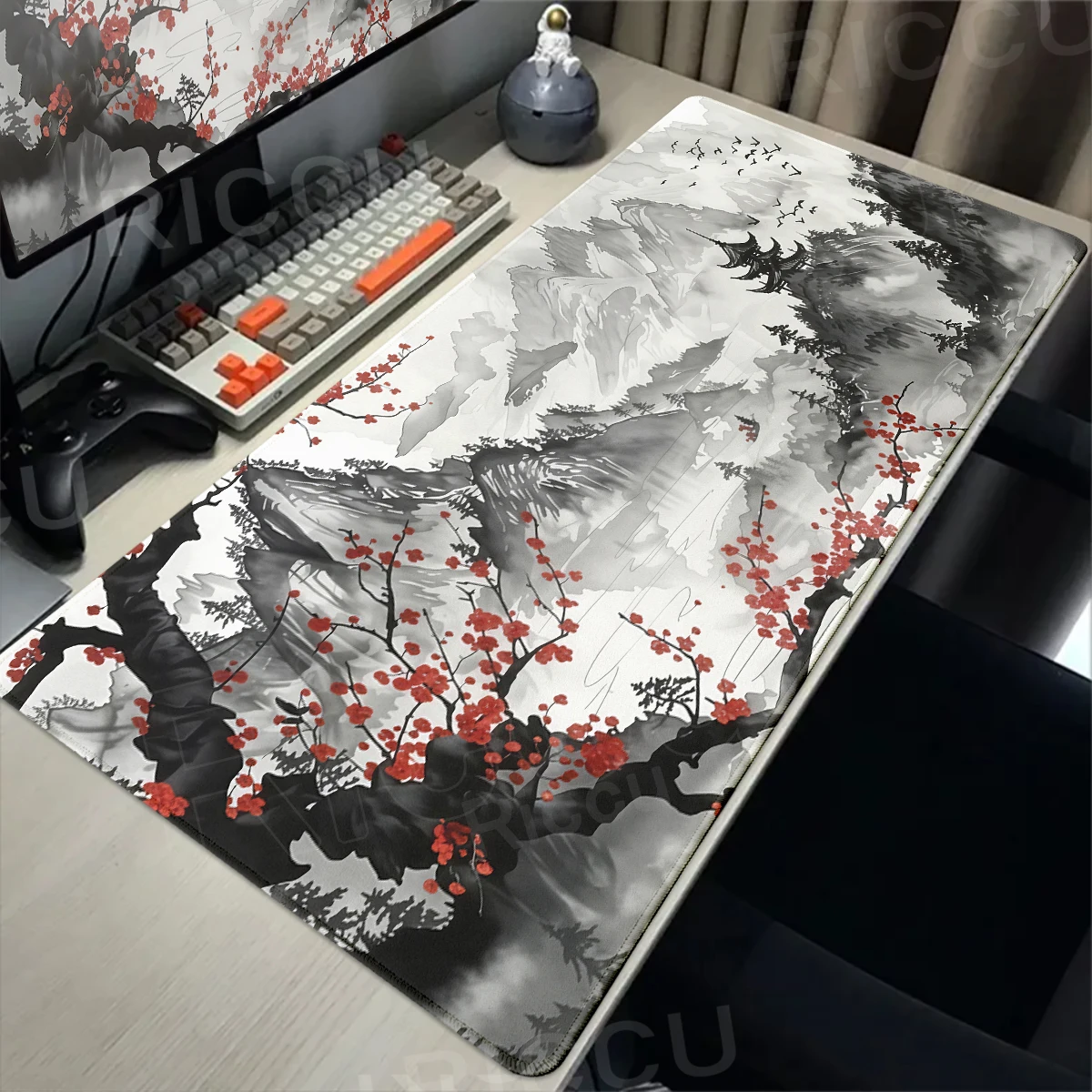 Sakura Landscape Mousepad Mountain Pink White Mouse Pad Rubber Bottom Game Pad Office accessories XXL Gaming Keyboard Desk Mats