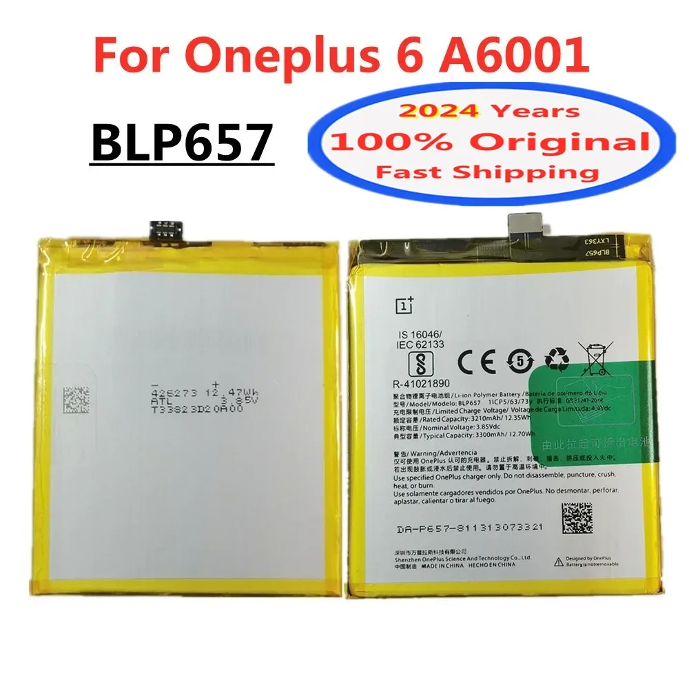 

2024 Years 3300mAh Original BLP657 Battery For OnePlus 6 One Plus 6 A6001 Phone Battery Batteries In Stock Fast Shipping