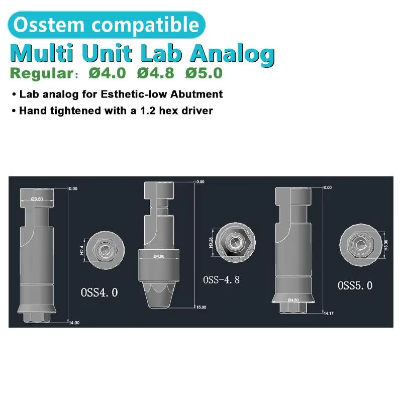 Dental Implant Composite Multi Unit Analog Perfectly Compatible With Osstem System For Lab Clinic Use Multiple Sizes Available