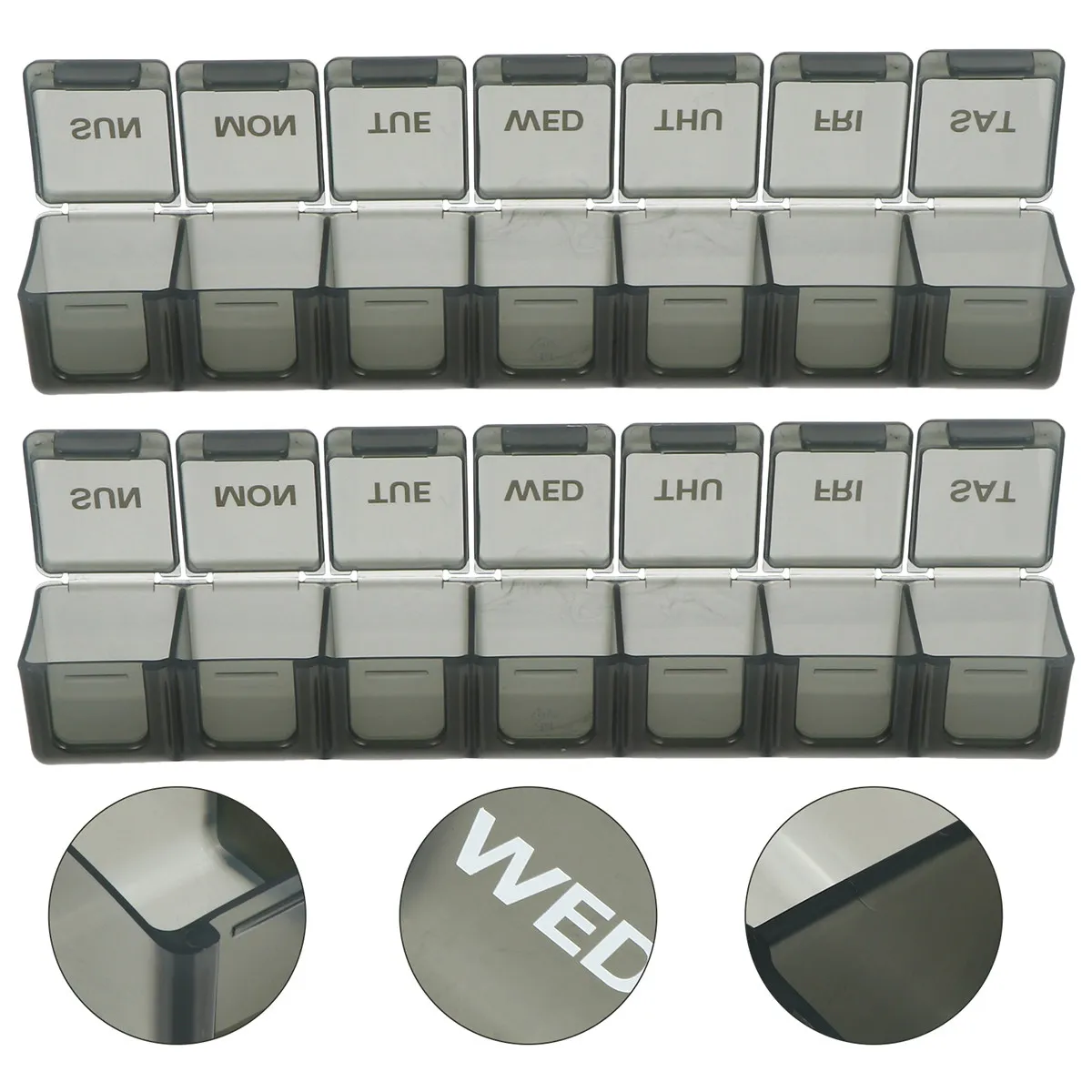 

2Pcs Portable Pill Organizer 7-Compartment Weekly Medicine Case Fish Dose Storage Travel Friendly Compact