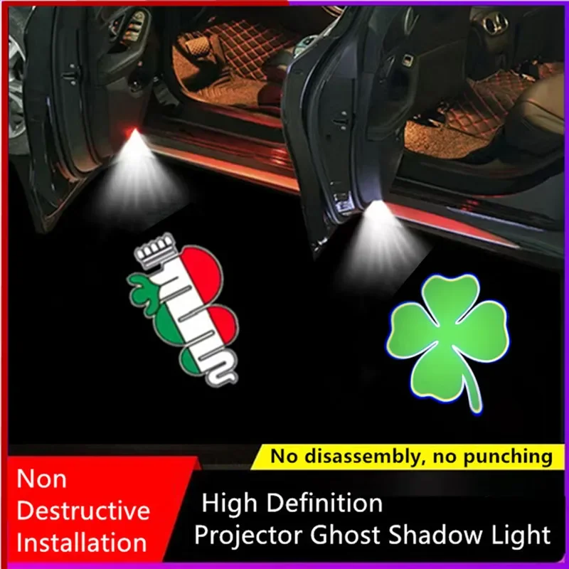 LED Emblem Lamp Car Door Projector Logo Welcome Light For Alfa Romeo 159 Mito Stelvio Brera Spider Giulietta Giulia Accessories